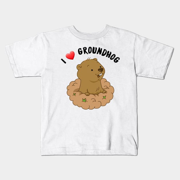 I love groundhog Kids T-Shirt by sukhendu.12